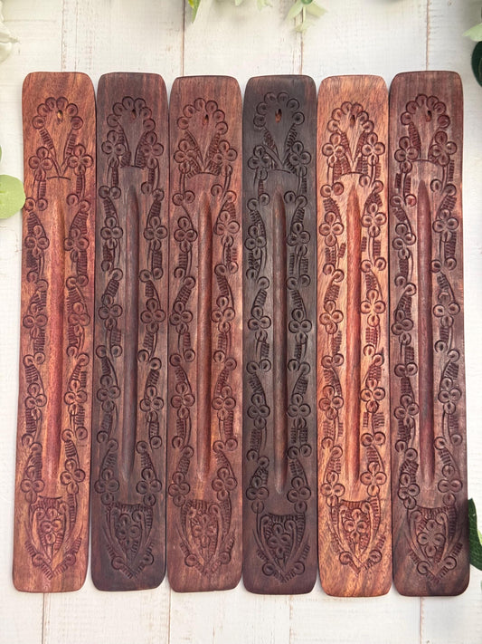Hand Carved Wood Incense Stick Burner 10” – Incense Holder